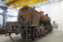 La locomotiva 740 244 nel Deposito Rotabili Storici di Pistoia